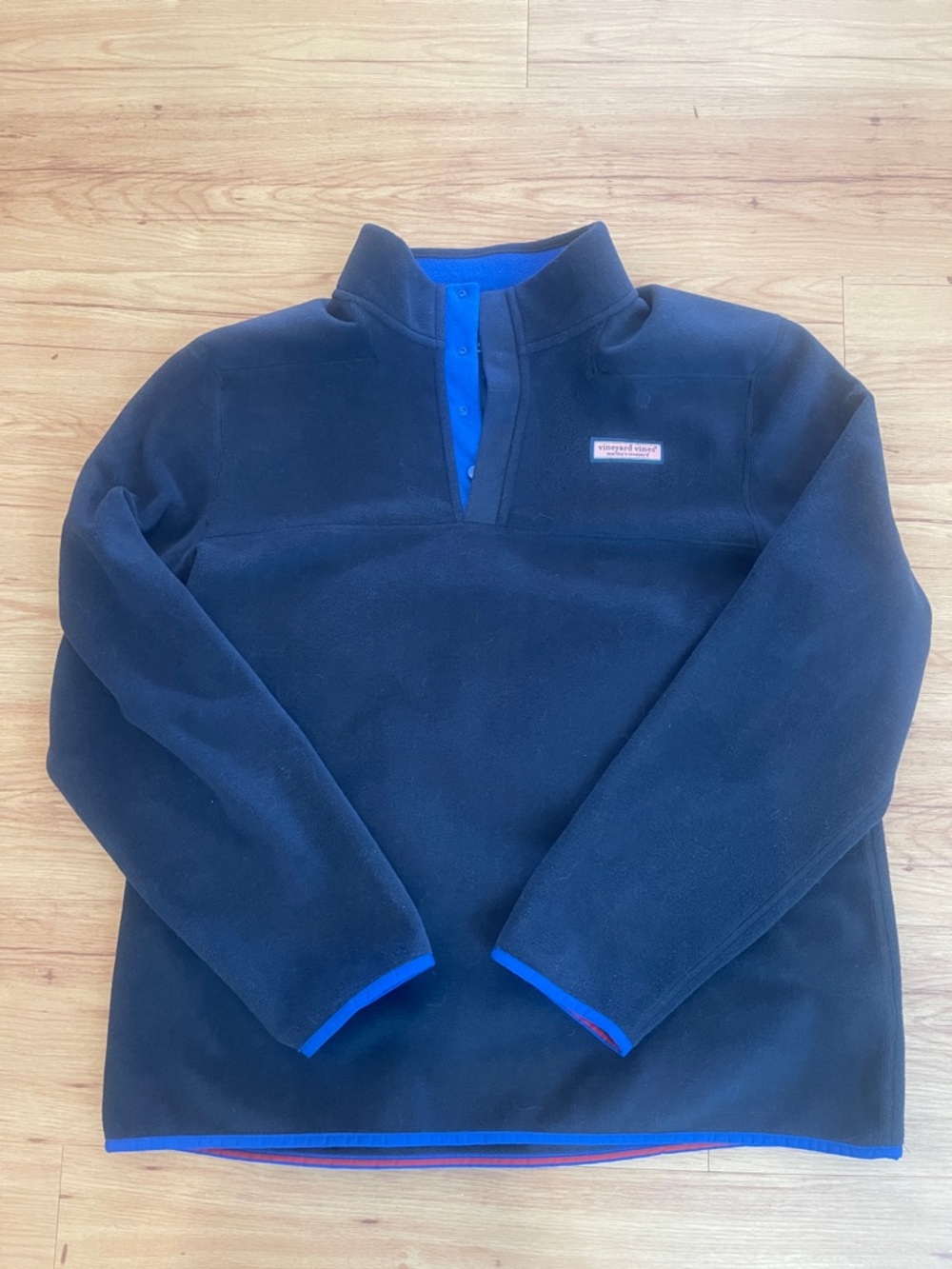 Vineyard Vines dark blue Fleece Pullover with Pink  Logo Patch